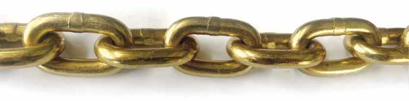 Close-up of a shiny golden chain links