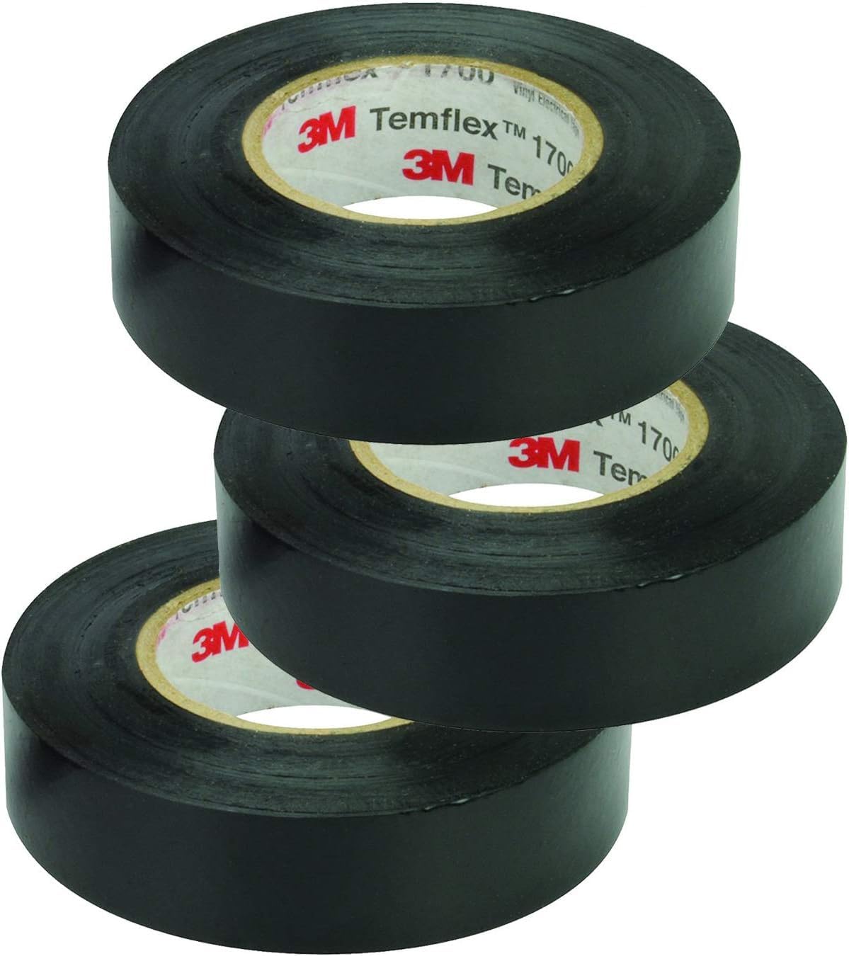 Stack of black electrical tape rolls