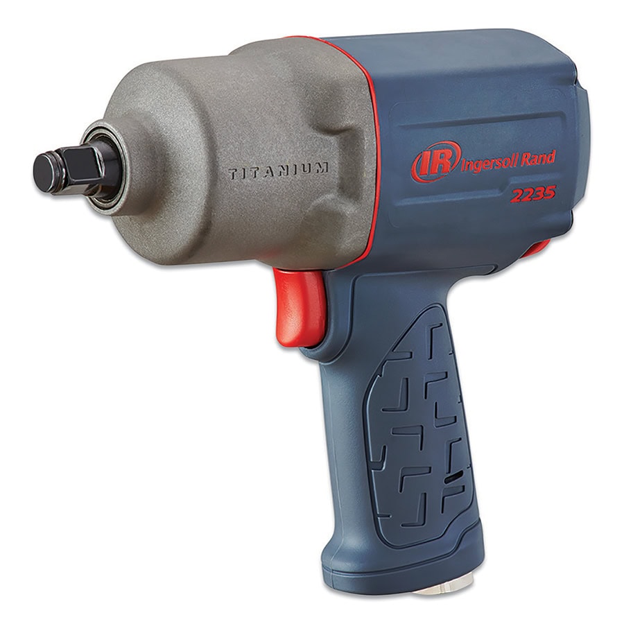 Blue power impact wrench tool close-up.