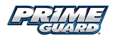 Prime Guard Logo Prime Guard logo with bold, metallic letters in blue and silver.