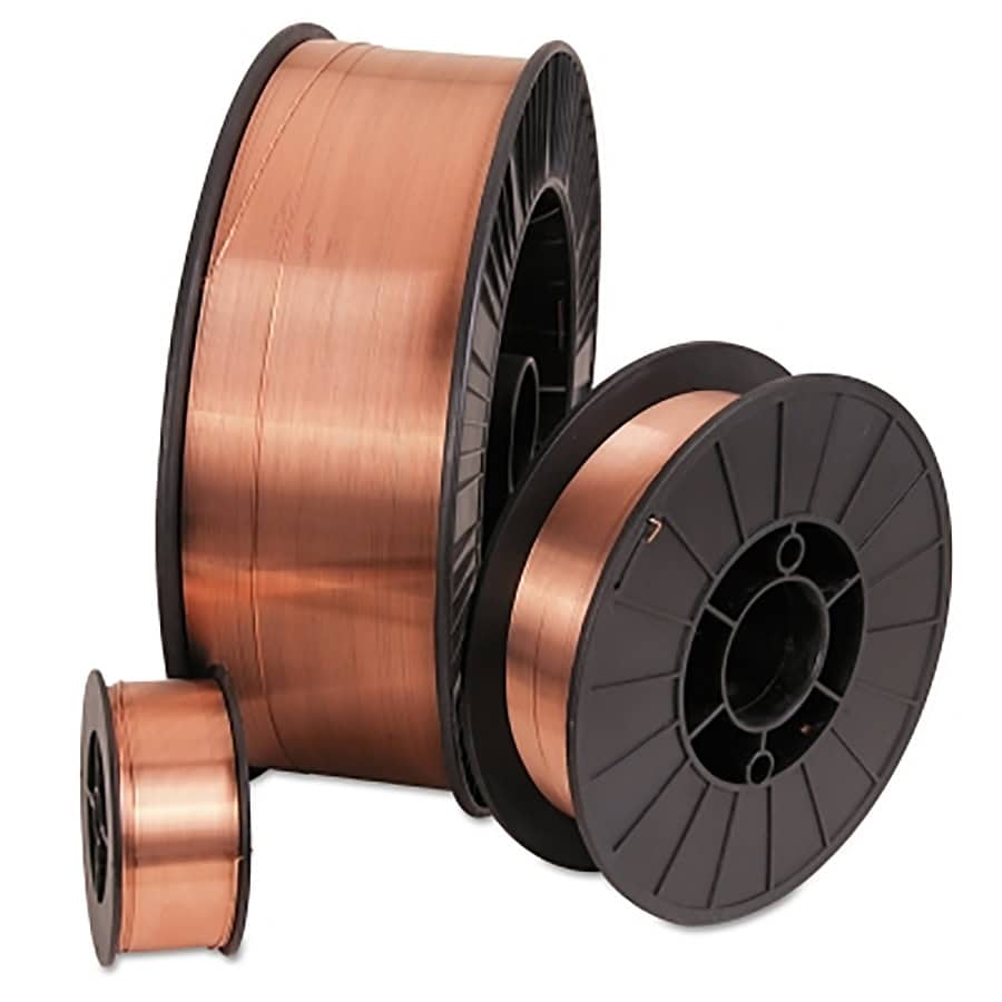 Copper-coated MIG welding wire spools in various sizes