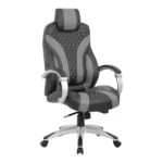 Ergonomic black and gray office chair with armrests.