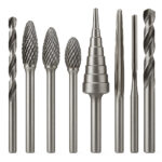 Assorted metal drill and cutting bits set.
