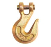 A heavy-duty metal chain hook used for securing chains in industrial applications.
