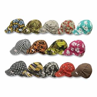 A variety of colorful and patterned Comeaux caps in a row, showcasing different designs and styles.