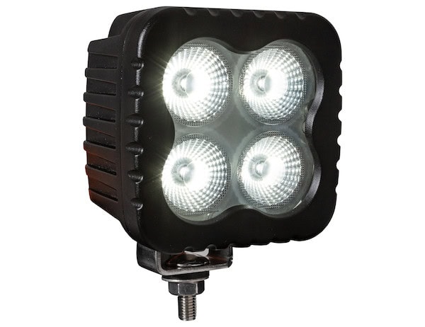 Square LED work light with four bulbs.